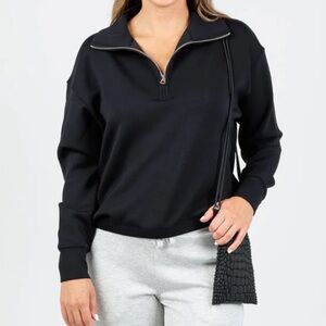 ELLIOTT LAUREN Comfort Zone Half Zip Sweatshirt - Black